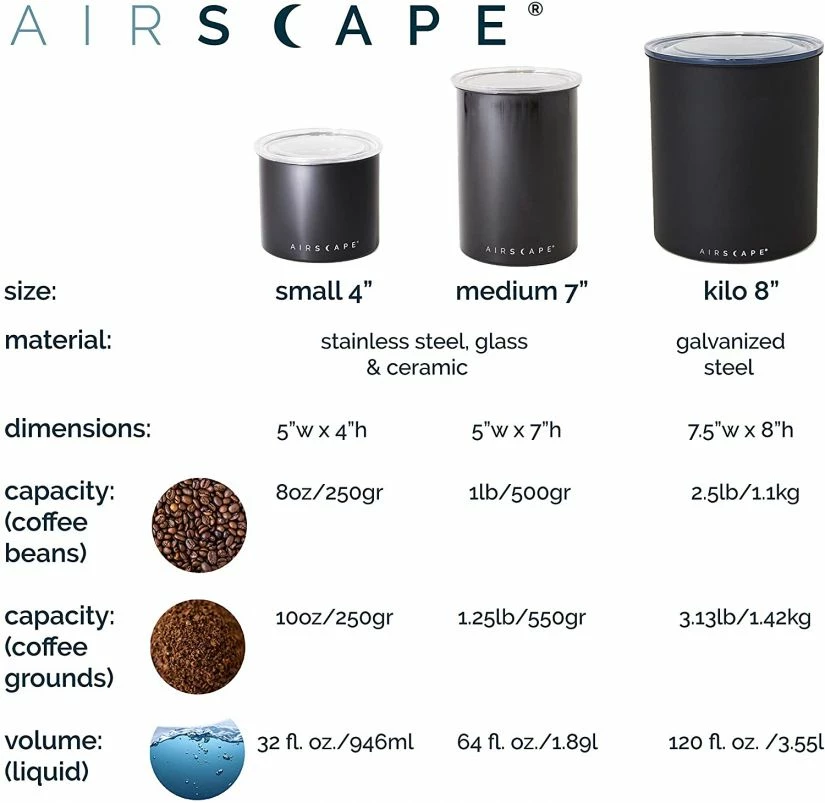 Coffee Storage Planetary Design Airscape® Ceramic Storage Canister, Obsidian 7 Coffee Storage Planetary Design Airscape® Ceramic Storage Canister, Obsidian - Image 5