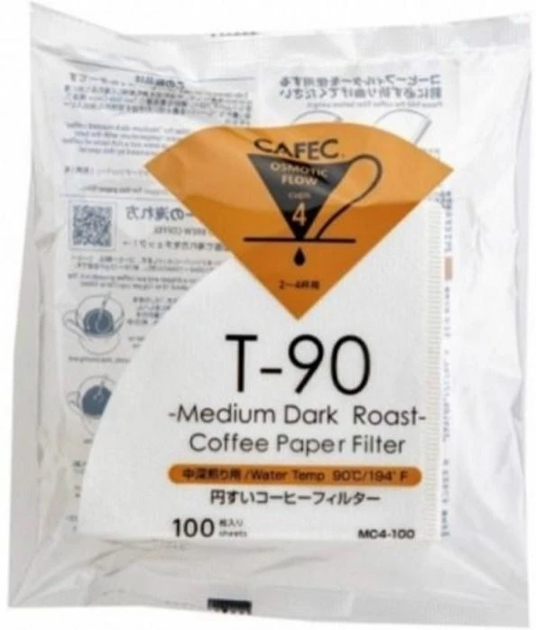 Filter Papers For Coffee CAFEC Medium Roast T-90 Coffee Paper Filter 4 Cup, 100 Pcs 3 Filter Papers For Coffee CAFEC Medium Roast T-90 Coffee Paper Filter 4 Cup, 100 Pcs
