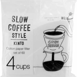 Filter Papers For Coffee Kinto SCS Cotton Paper FIlter 4 Cups, 60 Pcs