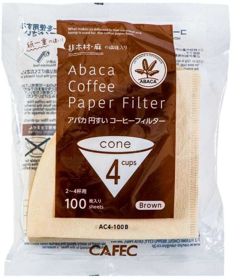Filter Papers For Coffee CAFEC ABACA Cone-Shaped Filter Paper 4 Cup, Brown 3 Filter Papers For Coffee CAFEC ABACA Cone-Shaped Filter Paper 4 Cup, Brown